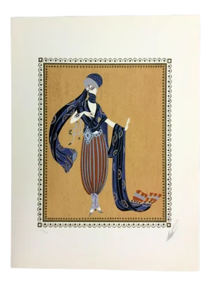 Mid Century Modern Deco Unframed Calyph's Concubine Erte Signed Lithograph