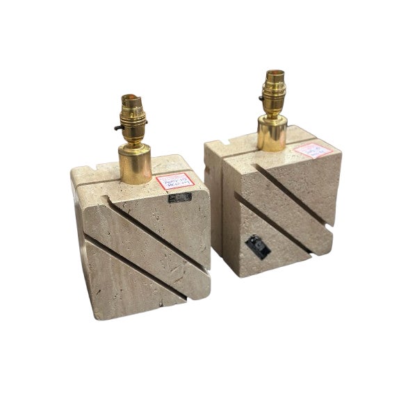 Vintage Travertine Table Lamps - a Pair For Sale - Image 14 of 14