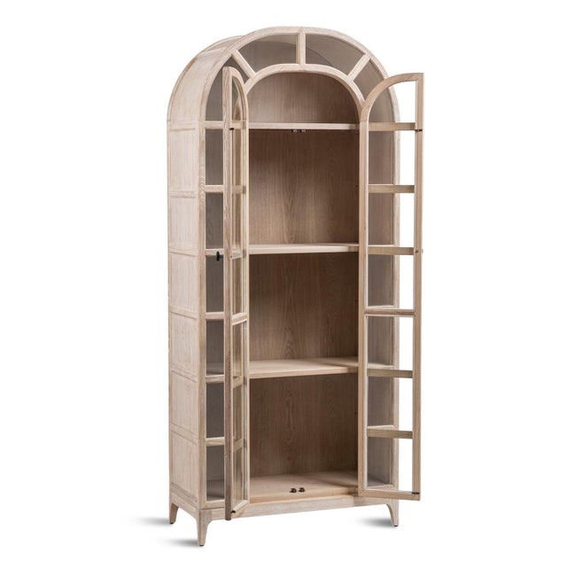 Transitional Verona Arched Elm & Glass Bookcase For Sale - Image 3 of 8