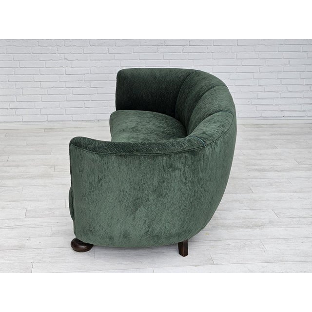 Vintage Danish Velour 3 Seater Banana Sofa, 1960s For Sale - Image 13 of 18