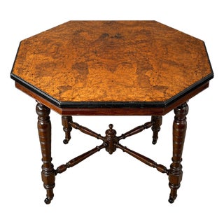 Antique Victorian Octagonal Burr Walnut Dining Table For Sale