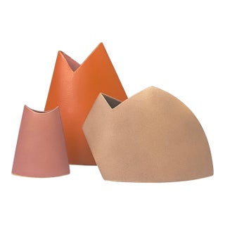 Stunning Vintage James Johnston Studio Post-Modern Geometric Vessels Curation Circa 1980 - Group of 3 For Sale