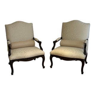 1990s Pair Custom French Bergere Chairs For Sale