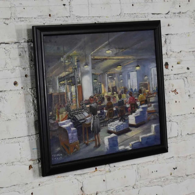 Incredible 1940’s American Modernism or Social Realism painting by Colorado artist Herndon Davis depicting an industrial...