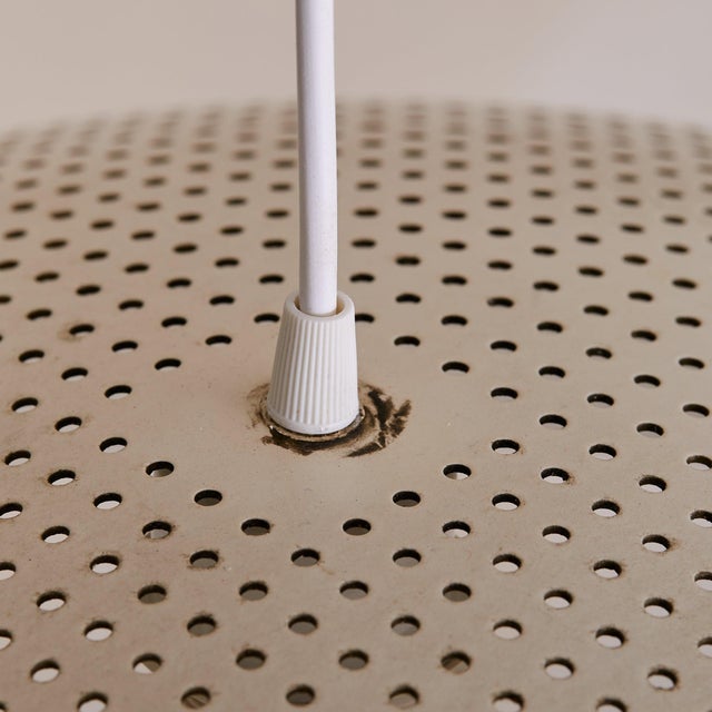 1970s 1970s Italian White Perforated Metal Pendant by Pruluce Vicenza For Sale - Image 5 of 9