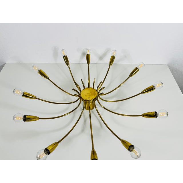 Brass 12-Arm Sputnik Chandelier Arredoluce Attributed, 1950s For Sale - Image 6 of 13
