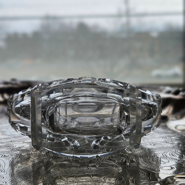 Glass Mid-Century Czech Bohemian Cut Crystal Vanity Bottle, Made in Czechoslovakia, Winged Sculptural Glass, 1950s For Sale - Image 7 of 11