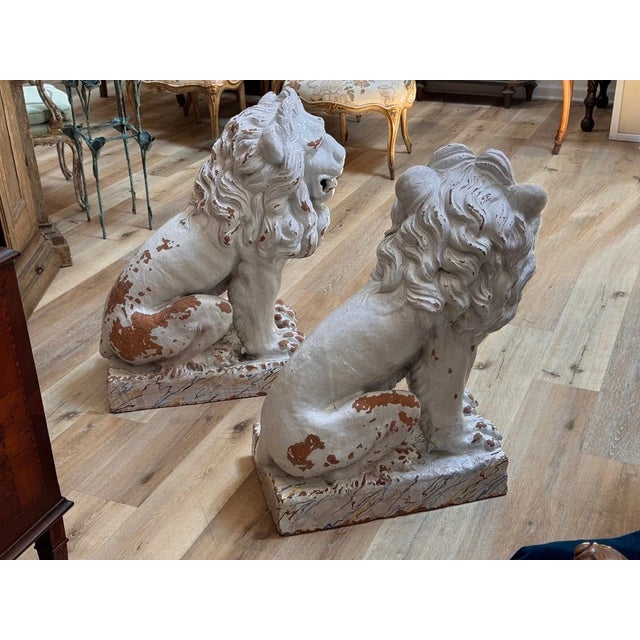 Pair of Late 18th Century Terracotta Lions From Naples For Sale - Image 6 of 7