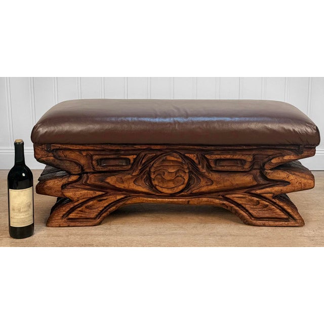 Vintage Witco Tiki Carved Wooden Bench, c.1950's - Pairs Nicely with Many Mid-Century, Coastal & Eclectic Interiors -...