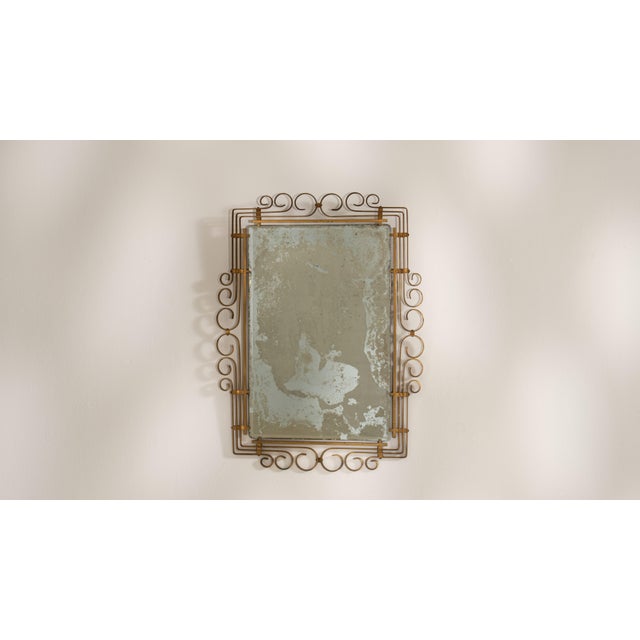 Art Deco Art Deco Brass Mirror, Antique, France, Circa 1930 For Sale - Image 3 of 8