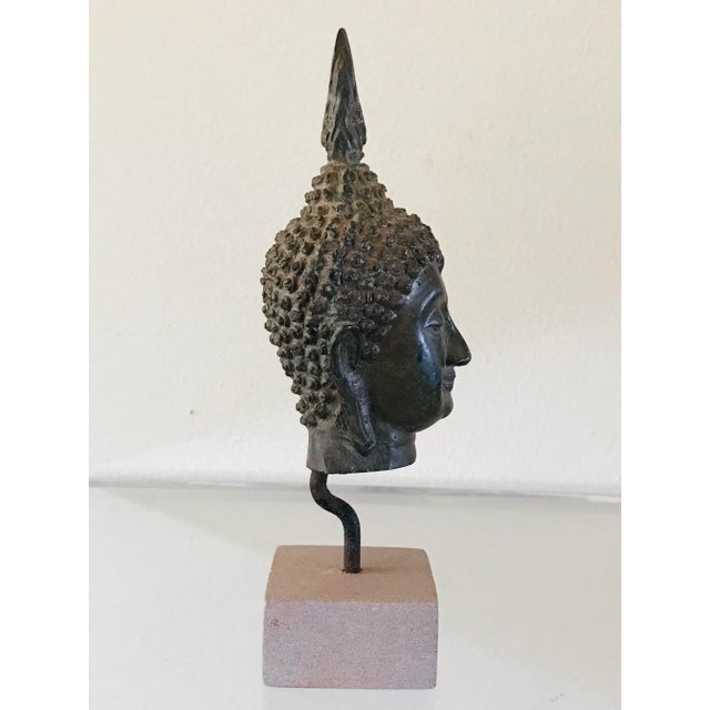 Early 20th Century 19/20th Century Thai Bronze Buddha Head For Sale - Image 5 of 12