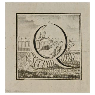 Luigi Vanvitelli, Letter of the Alphabet Q, Etching, 18th Century For Sale