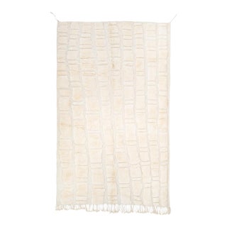 Raised Organic Embossed Hand-Knotted Wool Rug | 11'2" X 6'11" | One of a Kind For Sale
