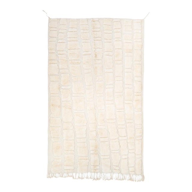 Raised Organic Embossed Hand-Knotted Wool Rug | 11'2" X 6'11" | One of a Kind For Sale