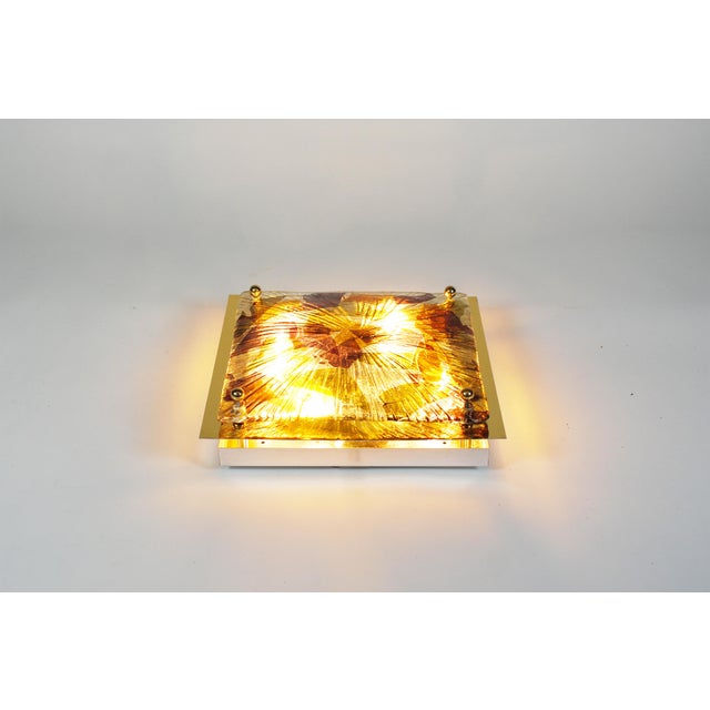 Gold Brass and Murano Glass Flush Mount from La Murrina, 1970s For Sale - Image 8 of 11