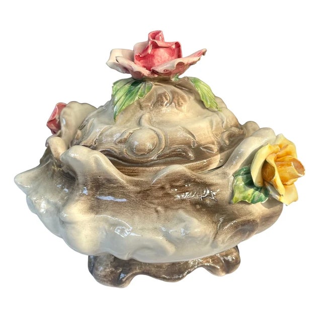 his elegant vintage Capodimonte covered dish from Italy is a stunning example of classic Capodimonte craftsmanship....