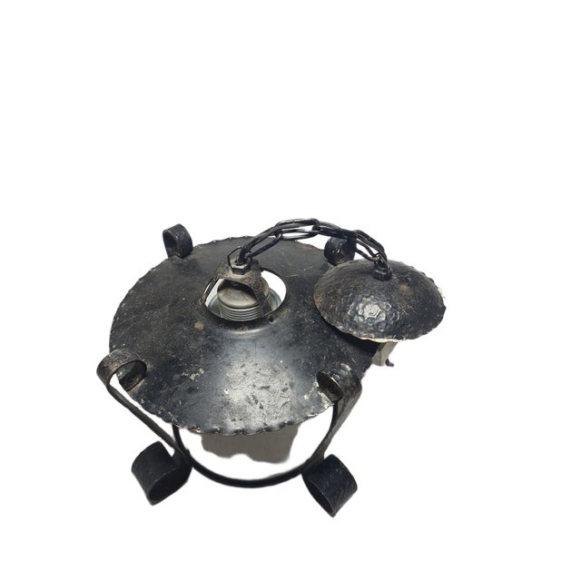 Black Brutalist Pendant Lamp, Poland, 1970s For Sale - Image 8 of 13