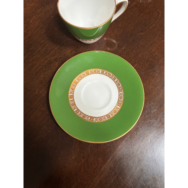 1970s Royal Crown Gorgeous Antigua Pattern Derby Green Cup and Saucer Set - 24pcs For Sale - Image 11 of 12