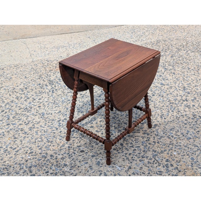 Vintage Americana Style Drop Leaf Side Table Rustic Country Colonial For Sale In Washington DC - Image 6 of 11