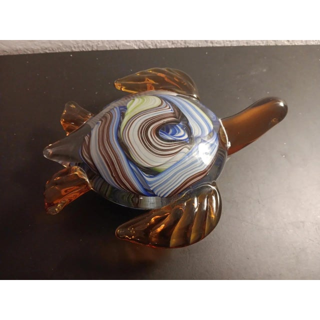 1980s Vintage White Cristal Murano Italy Tortoise Art Glass Sculpture For Sale - Image 5 of 7