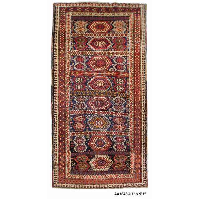1900 - 1909 Handmade Antique Kazak Rug. 4'1" X 9'1" For Sale - Image 5 of 5