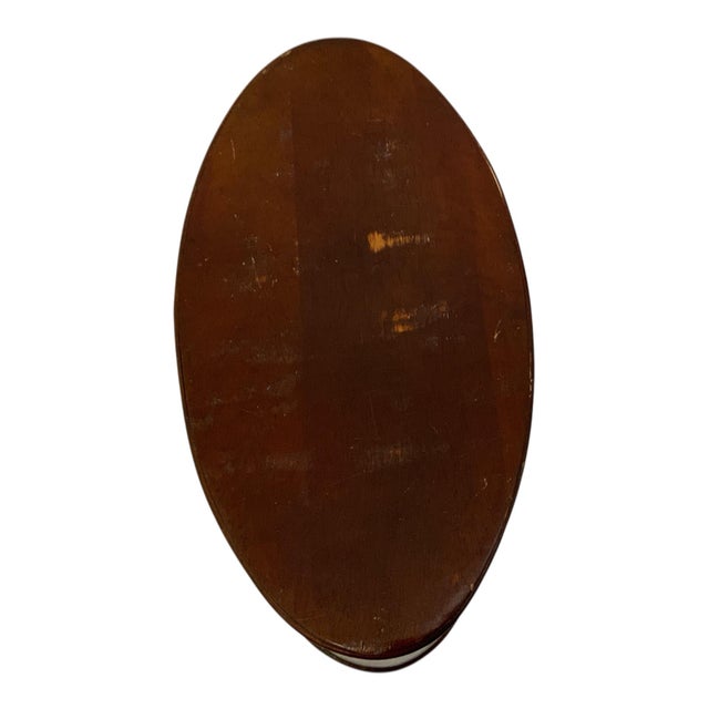 1900 - 1909 Antique English Figured Walnut Wood Oval Storage Box With Boat-Shaped Domed Lid & Applied Moldings C. 1900 For Sale - Image 5 of 5