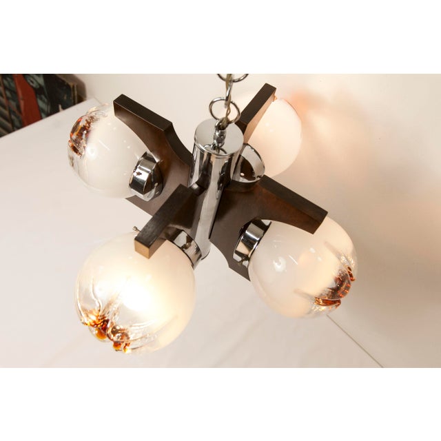 Murano 4-Light Chandelier in Teak from Mazzega, 1960 For Sale - Image 11 of 18