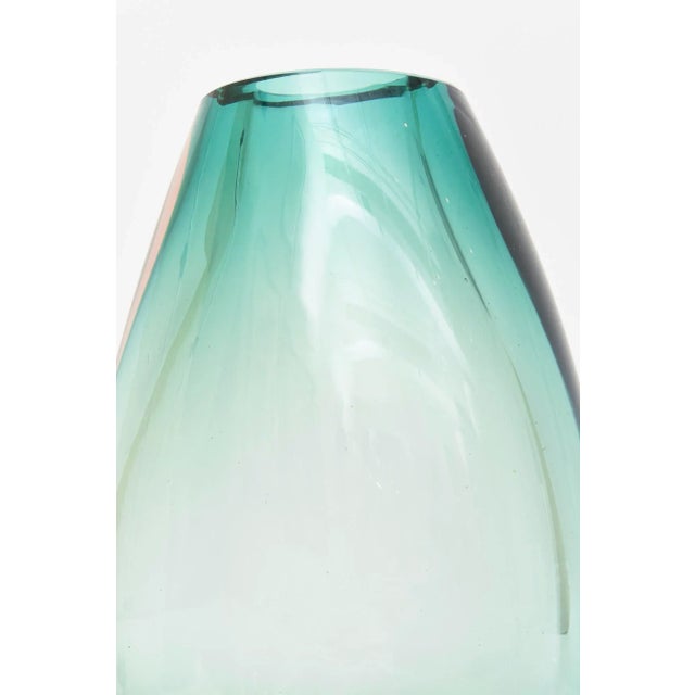 Antonio da Ros Vintage Murano Antonio Da Ros for Cenedese Sommerso Sea Green and Peach Vase, 60's For Sale - Image 4 of 12