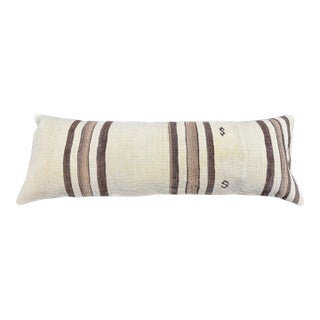 Turkish Hemp Pillow Cushion Natural Beige Brown Cushion Cover 14"x40" For Sale