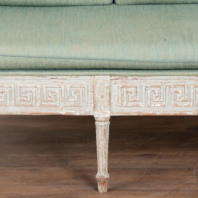 19th Century Swedish Gustavian Gray Painted Bench Settee For Sale - Image 10 of 13