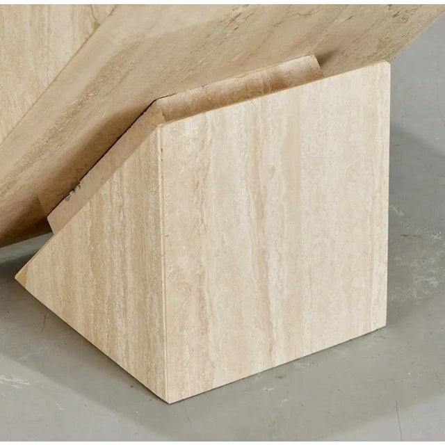 Stone Pair of Travertine Post Modern Side Tables For Sale - Image 7 of 8