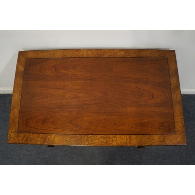 Brown Ethan Allen Newport Collection Burled Walnut 32" Two Drawer Chest W. X-Frame Base 30-5206 - 430 Henley Finish For Sale - Image 8 of 12