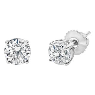 14K White Gold 1 1/2 Cttw Lab Grown Diamond Solitaire Stud Earrings with Screwbacks (F-G Color, VS2-SI1 Clarity) For Sale