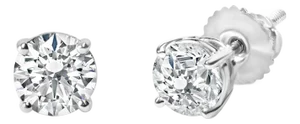 14K White Gold 1 1/2 Cttw Lab Grown Diamond Solitaire Stud Earrings with Screwbacks (F-G Color, VS2-SI1 Clarity)