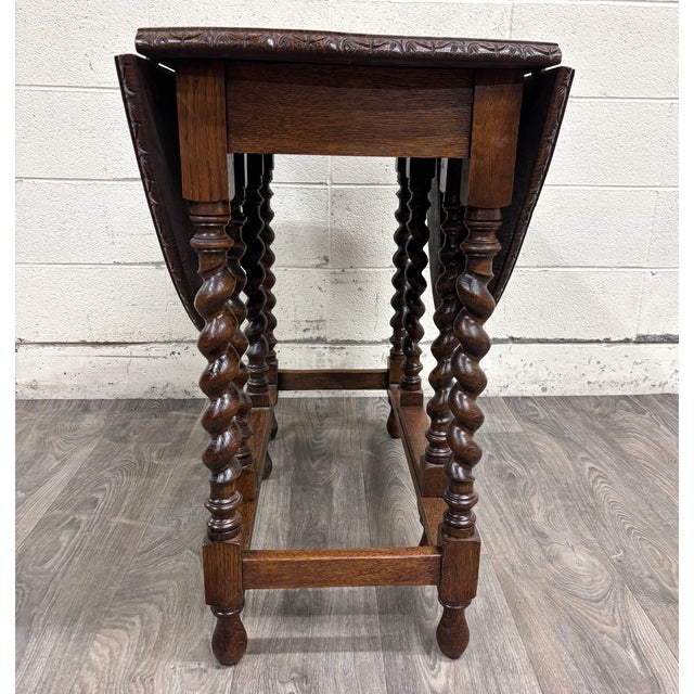 Brown Antique 1800s English or American Jacobean Revival Drop Leaf Gate Leg Table For Sale - Image 8 of 14