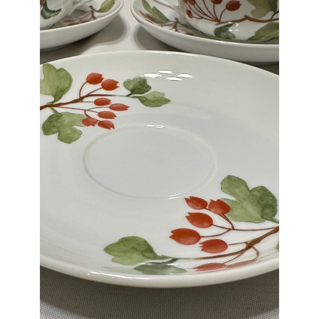 1980s 1980s Richard Ginori Red Currant Soup Cups and Saucers - 5 Sets For Sale - Image 5 of 7