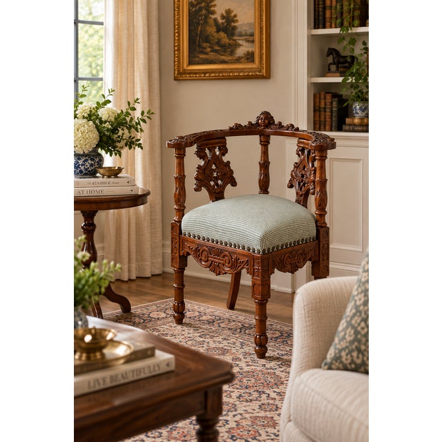 This dramatic Italian Renaissance Revival corner chair dates to circa 1880 and captures the period’s fascination with the...