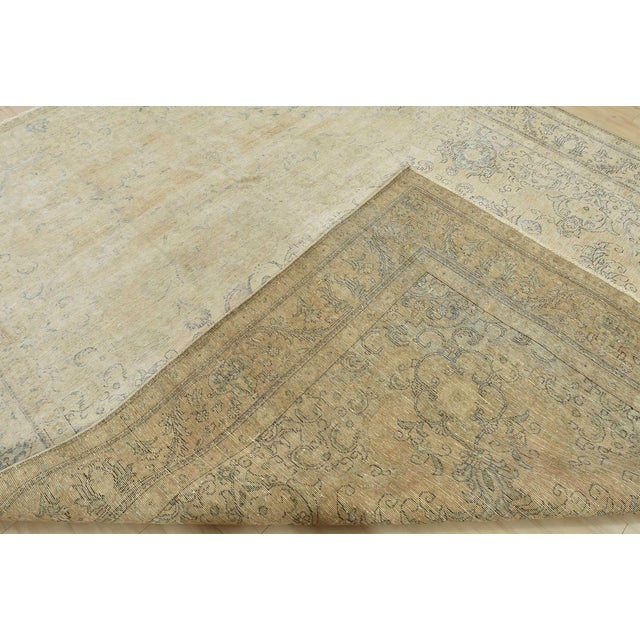 Tabriz Rug 9’11” X 12’9” Beige Wool Vintage Distressed Hand-Knotted Carpet For Sale - Image 14 of 15