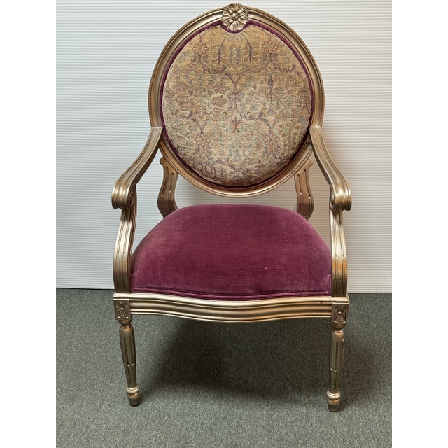 Design Plus Gallery presents a French Louis XVI Style Accent Armchair from Italmond Furniture. This armchair has an oval...