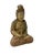 Crafted with a serene and contemplative demeanor, this small wooden Guanyin statue is depicted in a meditative seated...