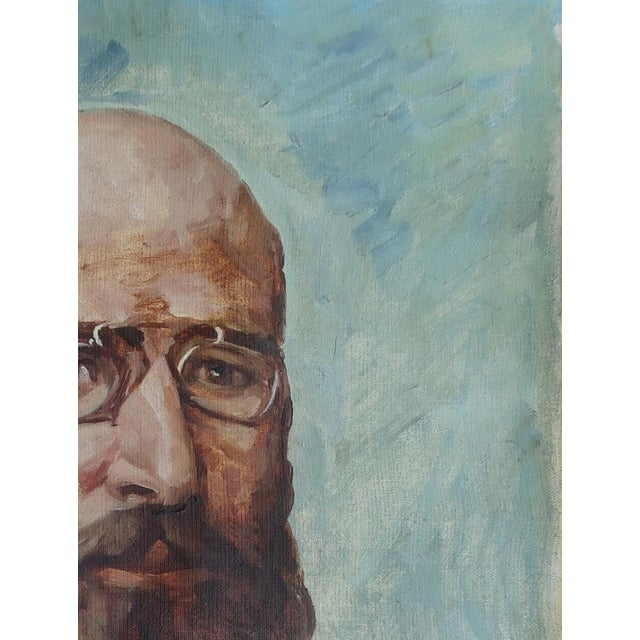 Realism Antique Male Portrait Oil Painting, Ukrainian Soviet Art, 1981 80-60 For Sale - Image 3 of 6