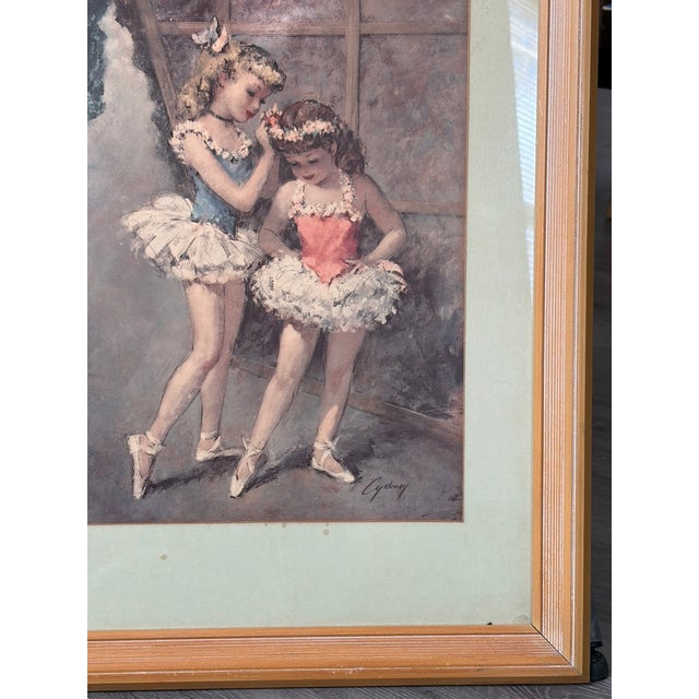 Impressionist Vintage Ballet Dancers Print Signed “Cydney” – Framed – 1970s–1980s For Sale - Image 3 of 7