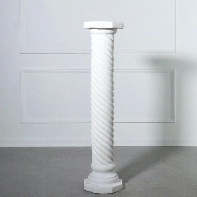 White 1990s Dorothy Draper Style Plaster Twist Form Column Pedestal For Sale - Image 8 of 8