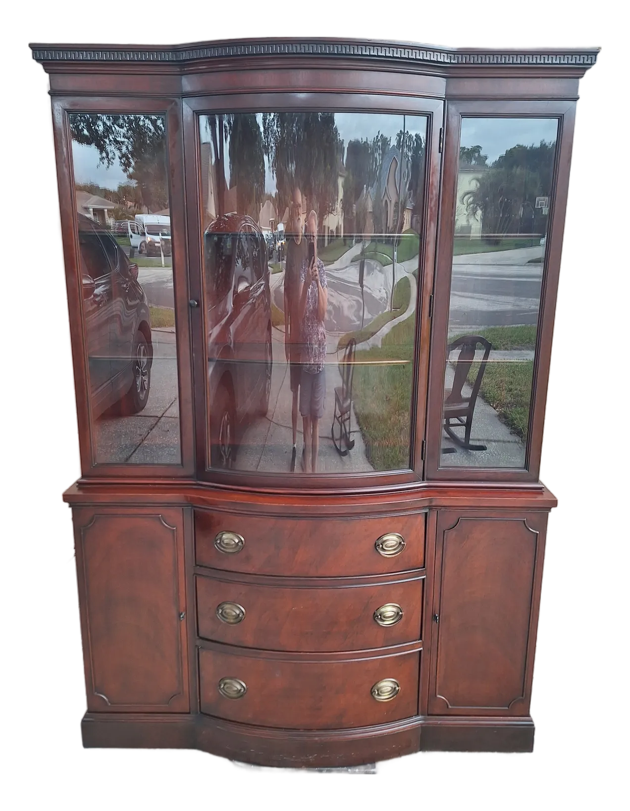 Vintage Drexel New Travis Court Mahogany China Cabinet | Chairish
