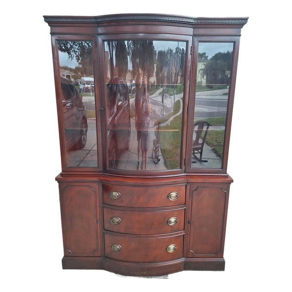 Vintage Drexel New Travis Court Mahogany China Cabinet | Chairish
