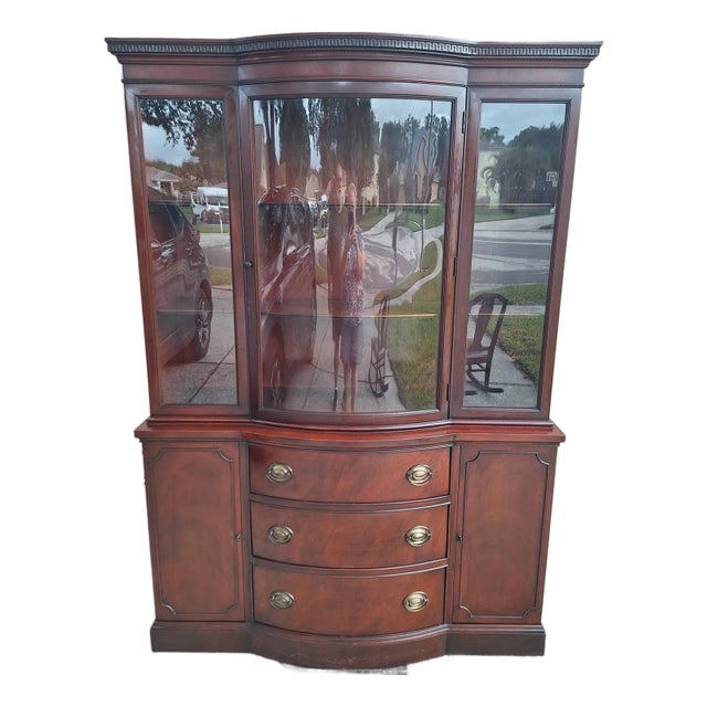 Vintage Drexel New Travis Court Mahogany China Cabinet For Sale