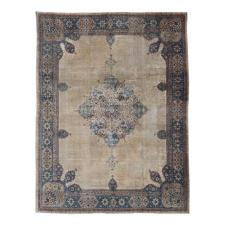 Large Antique Amritsar Rug in Taupe, Brown and Blue 12' X 15' For Sale