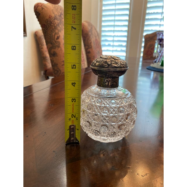 White Antiques Sterling Silver and Cut Crystal Bottle For Sale - Image 8 of 12