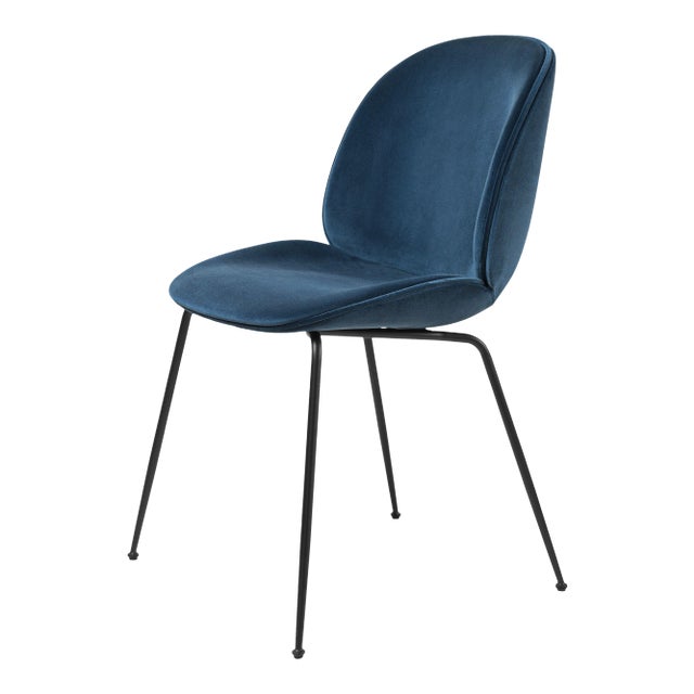 GamFratesi Beetle Dining Chair in Blue With Conic Base For Sale