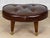1950s Mid-Century Button Tuft Brown Vinyl Kidney Footstool Ottoman For Sale - Image 5 of 10